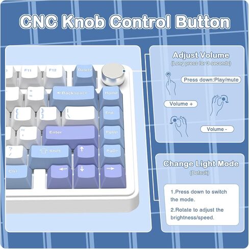 ATTACK SHARK X85 Wireless Mechanical Gaming Keyboard with Knob Hot Swappable BT/2.4GHz/USB-C Side Print PBT Keycaps 75% Gasket Keyboard RGB Coiled Cable Linear White Jade Switch for PC/MAC/Win in Kuwait