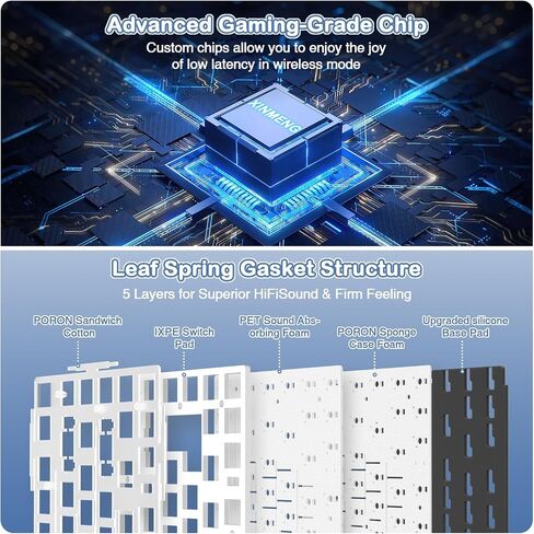 ATTACK SHARK X85 Wireless Mechanical Gaming Keyboard with Knob Hot Swappable BT/2.4GHz/USB-C Side Print PBT Keycaps 75% Gasket Keyboard RGB Coiled Cable Linear White Jade Switch for PC/MAC/Win in Kuwait