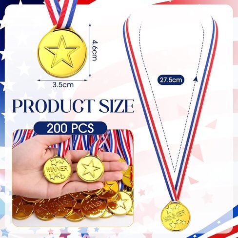 100 Pieces Kids Plastic Winner Award Medals Winner Medals Gold Silver Bronze Winner Medals for Parties, Games, Sports, Dress up and More, 1.4 x 1.7 Inches (Gold) in Saudi Arabia