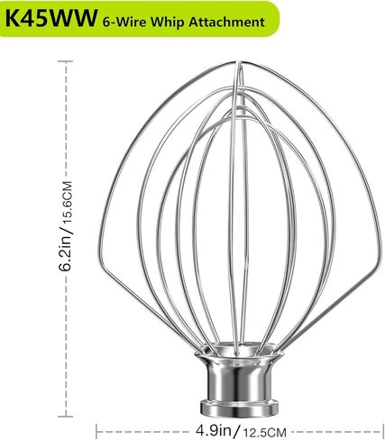 مرفقات خلاط الحامل الفولاذ المقاوم للصدأ 3 قطعة للمطبخ 5.5-6 QT خلاط حامل الميل. يتضمن 6 أسلاك ، خافق مسطح ، خطاف العجين لـ Kitchenaid 6 Qt Bowl in Kuwait