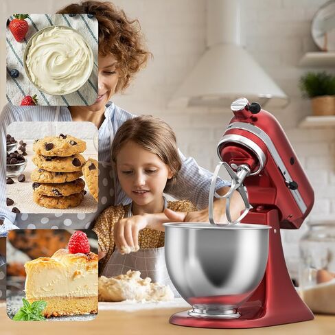 مرفقات خلاط الحامل الفولاذ المقاوم للصدأ 3 قطعة للمطبخ 5.5-6 QT خلاط حامل الميل. يتضمن 6 أسلاك ، خافق مسطح ، خطاف العجين لـ Kitchenaid 6 Qt Bowl in Kuwait