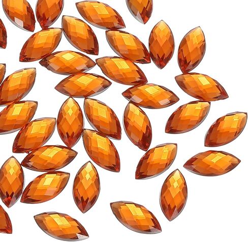 GEMS Marquise Patikil ، 40 PCS 15x7mm أكريليك أحجار الراين المسطحة الخلفية Navette Horse Crystal Gems لصنع المجوهرات Craft ، Golden in Saudi Arabia