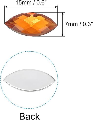 GEMS Marquise Patikil ، 40 PCS 15x7mm أكريليك أحجار الراين المسطحة الخلفية Navette Horse Crystal Gems لصنع المجوهرات Craft ، Golden in Saudi Arabia