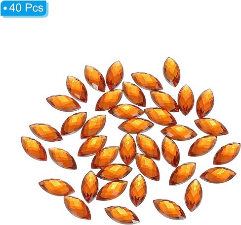 GEMS Marquise Patikil ، 40 PCS 15x7mm أكريليك أحجار الراين المسطحة الخلفية Navette Horse Crystal Gems لصنع المجوهرات Craft ، Golden in Saudi Arabia