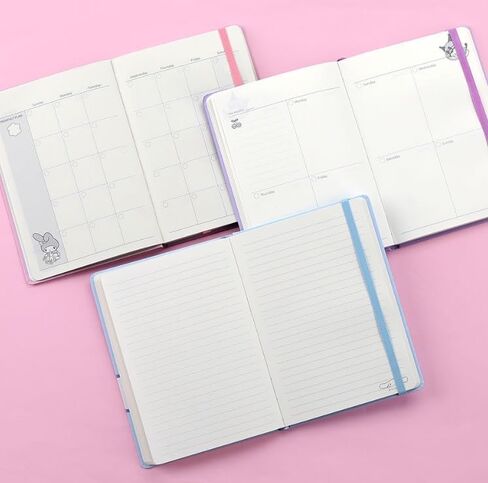 Cute Kitty Melody Friends Daily Weekly Monthly Planner, Diary, 7.3 x 5.2 Inches, Stickers Included, Premium Quality Hard Cover (Purple) in Saudi Arabia