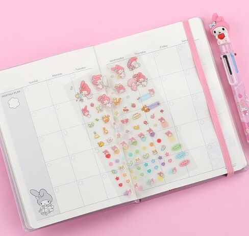 Cute Kitty Melody Friends Daily Weekly Monthly Planner, Diary, 7.3 x 5.2 Inches, Stickers Included, Premium Quality Hard Cover (Purple) in Kuwait