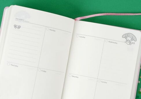 Cute Kitty Melody Friends Daily Weekly Monthly Planner, Diary, 7.3 x 5.2 Inches, Stickers Included, Premium Quality Hard Cover (Purple) in Kuwait