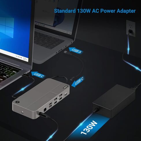 شاشة مزدوجة محطة الاقتران للكمبيوتر المحمول HDMI، محول USB C العالمي ثلاثي العرض لجهاز MacBook Pro Air، أجهزة الكمبيوتر المحمول Windows Type C in Kuwait
