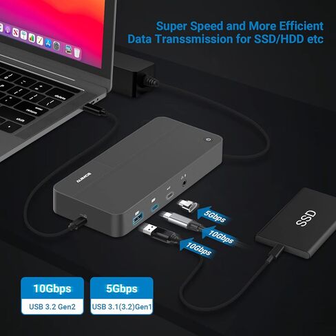 شاشة مزدوجة محطة الاقتران للكمبيوتر المحمول HDMI، محول USB C العالمي ثلاثي العرض لجهاز MacBook Pro Air، أجهزة الكمبيوتر المحمول Windows Type C in Kuwait