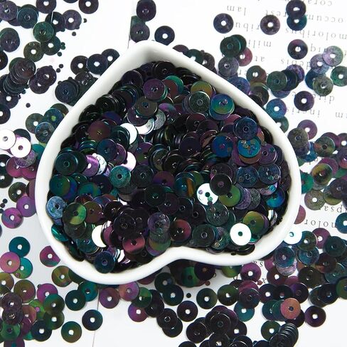 6mm Black Sequins for Crafts, 7200 Pcs Flat Round Loose Sequins with Hole, PVC Loose Sequin Bulk Craft Sequins for Sewing, Jewelry Making, DIY Decoration, Wedding in Saudi Arabia