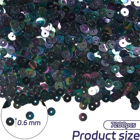 6mm Black Sequins for Crafts, 7200 Pcs Flat Round Loose Sequins with Hole, PVC Loose Sequin Bulk Craft Sequins for Sewing, Jewelry Making, DIY Decoration, Wedding in Saudi Arabia
