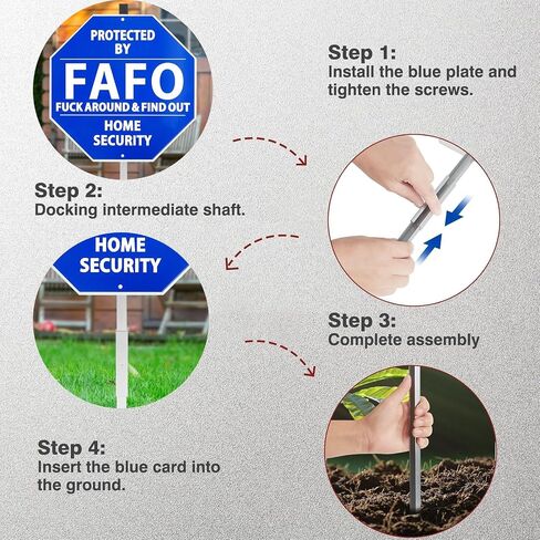 Protected By Home Security System Yard Sign,Pure Aluminum Heavy Duty Metal Security Sign 10",Police Dispatch Connected Warning Sign With Stake 28" in Saudi Arabia