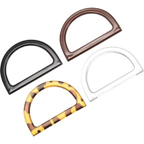 uxcell Purse Handles, 4Pcs 4.7" Plastic D Shape Handbag Handle Replacement Accessories for Decorative Bag Making DIY Handmade Beach Bag Straw Bag (4 Colors)