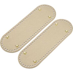uxcell Oval Bag Bottom Shaper Pad, 2Pcs 300 x 100mm PU Leather Bags Cushion Base for Crochet Knitting Handbag, Golden