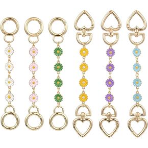 Danlingjewelry 6pcs ملونة زهرة زهرة ديزي موسعة أكياس الحزام امتداد تمديد امتداد امتداد المحفظة لصنع حقائب لوازم