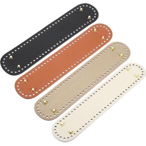 uxcell Oval Bag Bottom Shaper Pad, 4Pcs 320x70mm PU Leather Bags Cushion Base for Crochet Knitting Bag, Black+Brown+Khaki+Beige