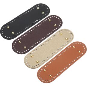 uxcell Oval Bag Bottom Shaper Pad, 4Pcs 263x83mm PU Bags Cushion Base for Crochet Knitting Handbag, Black+Brown+Chocolate+Gold