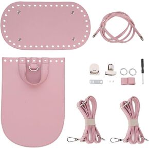 TEHAUX Pink PU Leather Backpack Making Kits, Handmade Backpack Purse Making Supplies Knitting Crochet Bag Hand Sewing Materials for Making Bag