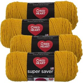 Red Heart Super Saver Yarn (4-Pack of 7oz Skeins) (Gold)