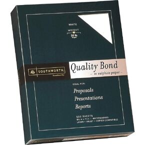 Southworth Quality Bond Paper, 8.5" x 11", 20 lb./75 GSM, White, Wove Finish, 500 Sheets (31-620-10) (Pack of 4)