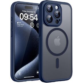 TOCOL 3 in 1 Magnetic for iPhone 15 Pro Case, Upgraded [Full Camera Protection] with 2 Screen Protector, Fit for Mag-Safe [Military Grade Drop Tested] Translucent Back Phone Case 6.1", Blue