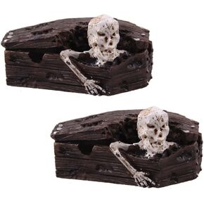 Balacoo 2 PCS Skull Aquarium Fish Tank Decorations ، Resin Coffin Skull Crafts for Halloween Aquarium Decor