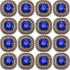 GORGECRAFT 16Pcs Rhinestone Shank Buttons 24mm Emerald Buttons Light Gold Square Cut Rhinestones Vintage Copper Hollow Metal Shank Sewing Coat Buttons for Uniforms Suits Blazer Coat Jacket