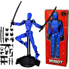 Already Assembled T13 Action Figure with Holder, Titan 13 Action Figure, Lucky 13 Joints Movable Action Figures, Dummy 13, Nova 13 Robot 13 Action Figure Kids (RED)