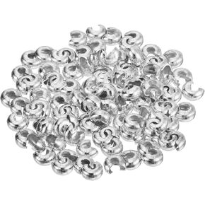 أغطية uxcell 300pcs حبة التجعيد ، 3 مم/0.12 "نصف جولة مفتوحة تجعد الخرز غطاء المعاد