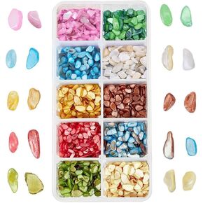 Superfindings 120g 10 ألوان صغيرة قذائف طبيعية مطاردة راتنجات الحشو مصبوغ القذائف رقائق قطع غير منتظمة شرائح الصدف