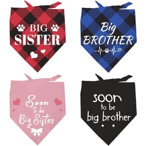 4pcs قريبًا ليكون Big Brother Dog Bandana 30.7 بوصة قابلة للتعديل شقيقة Bandana Bandana Pet وشاح لعاشق الكلاب بين الجنسين تكشف عن أفكار إعلان الحمل هدايا عيد ميلاد