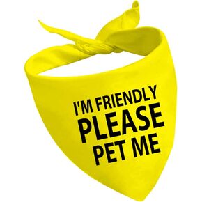 أنا ودود من فضلك Me Dog Bandana Dog Gift (ودية الحيوانات الأليفة لي) - أصفر ، 70 سم * 34 سم