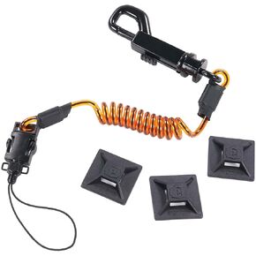 Ergodyne Squids 3151 Coiled Lanyard Tether with Swivel Hook, Detachable End, Self-Adhesive Mounts Included,Orange and Black