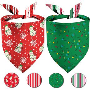 عيد الميلاد الكلب Bandanas ، رجل الثلج وسلسلة مصباح عيد ميلاد عيد ميلاد الكلاب وشاح عكس 2 عبوة عطلة جديدة جرو الكلب هدايا الحيوانات الأليفة (عيد الميلاد -02)