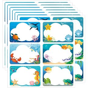 120 PCS Ocean Sea Animal Name Name Tag Bassroom Under the Sea Desk Name Name Tag - Sea Sea Mixed Fish Animal Summer Summer Flant Flant Flago