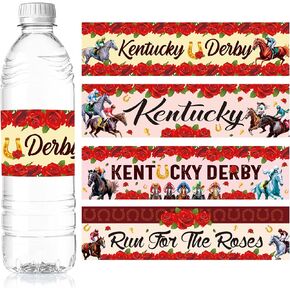 60Pcs Kentucky Horse Derby Label Stickers Horse Racing Water Bottle Wrappers Wine Bottle Label Stickers for Women Men Derby Day Party Decorations
