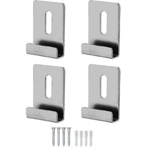 Metal Mirror Holder Clip Set, 4 Pcs Silver Secure Wall Mount Brackets for Frameless Bathroom Mirrors, Glass Panels, Shelves for Home, Office, or Gym Mirrors