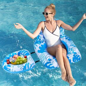 Sloosh Pool Floats متسكع للبالغين ، صالة كرسي حمام السباحة قابلة للتحويل 2 في 1 عائم عائم مع تعويم مع حاملات كوب للاصدادة لحفل البلياردو