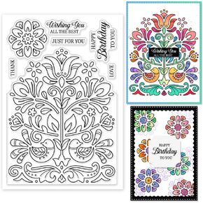 Globleland Folk Art Pattern Stamps Clear Clear for Scrapbooking عيد ميلاد معنويات شفافة فقط من أجلك طوابع السيليكون لصنع البطاقات.