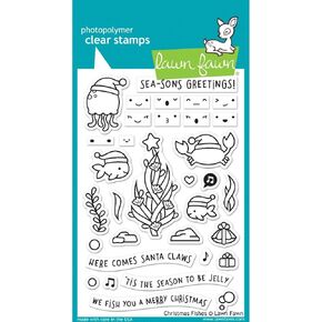 Lawn Fawn Clear Stamps 4 "X6" أسماك Christmas