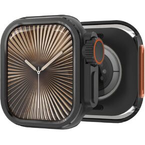 Metal Bumper Case for Apple Watch 10 46mm Cover, [Turn 46mm into Ultra Seamlessly] iWatch Series 46mm Rugged Bumper Case with Back Cover, Raised Edge Protective Metal Case (46mm, Titanium Gold)