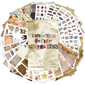 Doraking 38 Sheets Vintage Letter Washi Stickers and Scrapbook Papers for Journaling, Pre-Cut Aesthetic Washi Stickers Material Paper for Scrapbooking Junk Journal Supplies DIY Crafts Arts