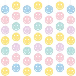 Cindeer 8 Pieces Pastel Party Decorations Pastel Smile Face Garlands Blue Hanging Banner Smile Paper Cutouts for Girls Boys Baby Shower Wedding Birthday Party Decor Supplies