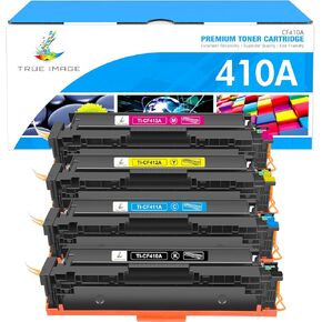 TRUE IMAGE Compatible Toner Cartridge Replacement for HP 410A 410X M477fnw CF410A CF411A CF412A CF413A Color Pro MFP M477fnw M477fdw M477fdn M452dn M452nw Printer (Black Cyan Yellow Magenta, 4-Pack)