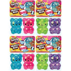 JA-RU Squeezy Bear (4 Packs with 2 Bears Each) Irresistible Soft & Squishy Glitter Filled Glitz Toy for Boys & Girls. Stretchy Ulti-Malt Squish Feel Party Favor Fidget for Kids, Teen & Adult. 4550-4