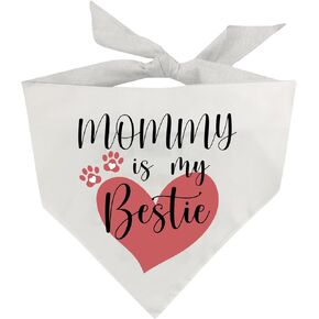 Funny Cute Dog Bandanas, Mommy is My Bestie Dog Scarf, Fun Pet Scarf with Heart Paws Photo Prop Accessories, Unique Gifts Birthday Christmas for Dog Lovers Owner Dog Mom