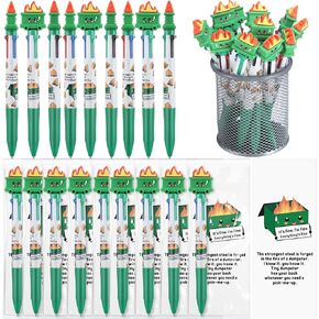 Kosiz Dumpster مضحك زملاء العمل الهدايا متعددة الألوان Pallpoint Pen 4 ألوان في واحد 0.5 ملم مع الدعم العاطفي مرجعية تقدير الموظف هدية الجزء الأكبر لفريق مدرس المكتب (12 مجموعة)