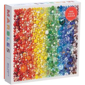 Galison 500 Piece Rainbow Marbles Jigsaw Puzzle for Families and Adults, Finished Puzzle is a Unique Rainbow Image, Photo Art Puzzle Includes Varying Colors and Sizes of Marbles