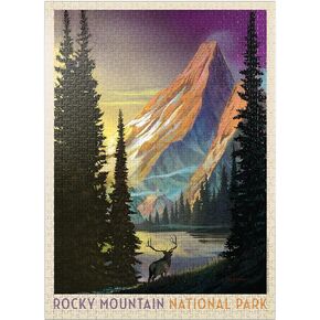 MyPuzzle Rocky Mountain National Park: Pyramid Peak ، Pintage Poster - Premium 1000 Piece Jigsaw Puzzle للبالغين