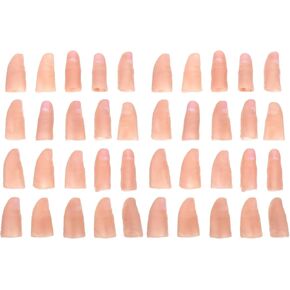 إصبع أصابع طلق الاصطناع 40 PCS 40 PCS محاكاة الدعائم خدعة أصابع السيليكون أغطية إصبع السيليكون أصابع مزيفة أصابع لسان مزيفة أغطية إصبع مزيفة متعددة الأدوات